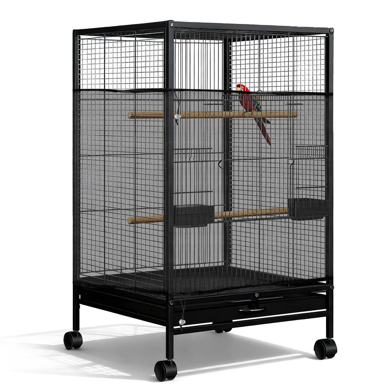 LIQWEI 1 Pc Large Bird Cage Seed Cather, Bird Cage Cover 31 X 118 Inches Adjustable Birds Cages Skirt, Elastic Band Mesh Cages Cover for Parrot Seed Guard