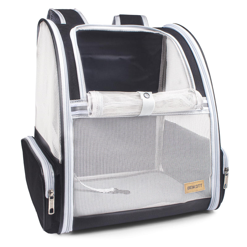 BEIKOTT Cat Carrier Backpack, Dog Backpack, Ventilate Pet Cats Puppy Dogs Birds Bunny Backpack for Travel Indoor Outdoor Use(Black)
