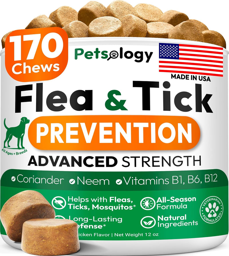 Flea and Tick Prevention for Dogs Pills - 170 Soft Chewables - Oral Defense