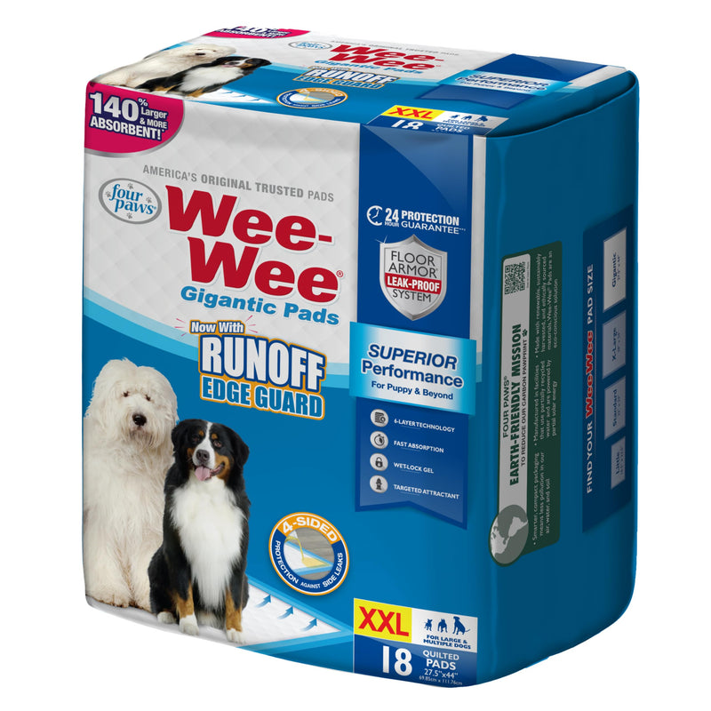 Four Paws Wee-Wee Superior Performance Pee Pads for Dogs with Runoff Barrier Edge Guard Protection, Puppy & Dog Potty Training Pads, Housebreaking Supplies, 27.5