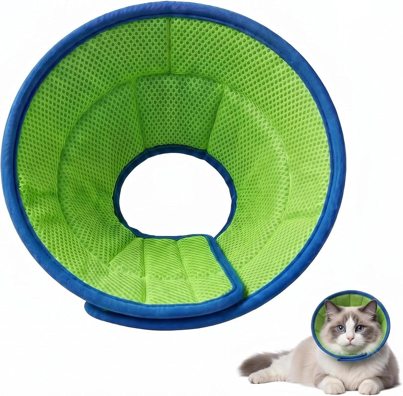 Soft Cat Cone Collar, Anti-Lick Adult Cats After Surgery - Blue-Green, S