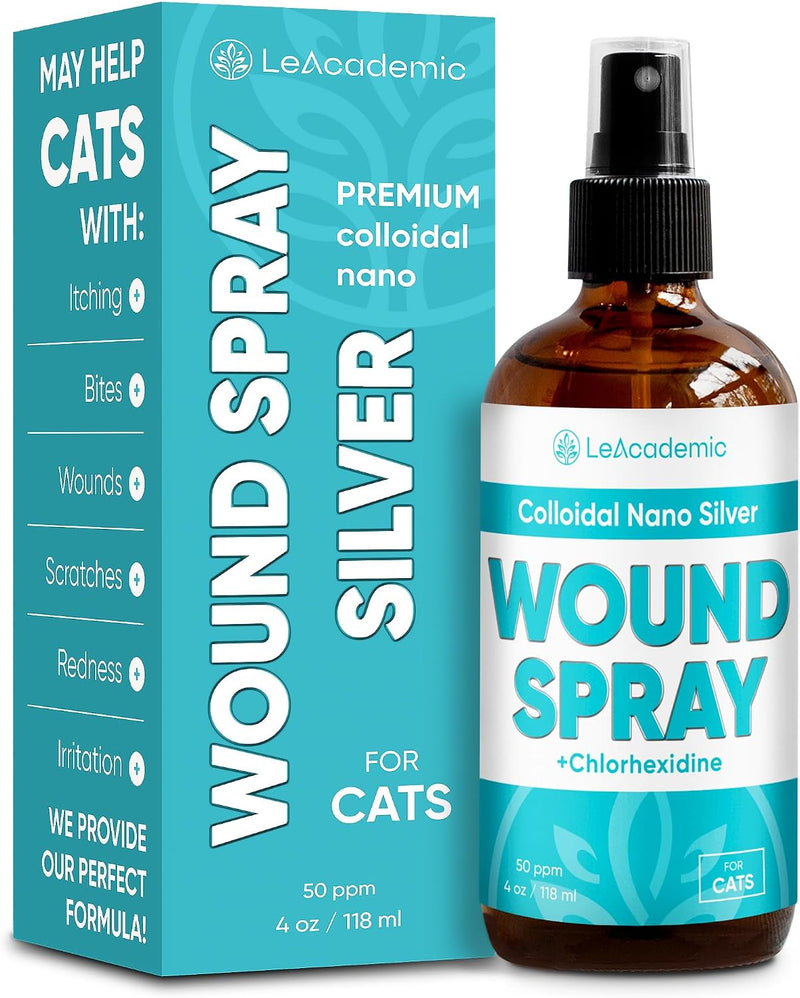 Cat Wound Care Spray is Perfect with Cat Cone | Nano Silver + Chlorhexidine in the Composition | Bites, Scratches, Redne