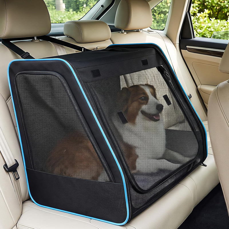Dog Car Seat, Enclosed Carrier for Pets Travel Safety Dog Crate Soft-Sided Covered Car Kennel Carrier