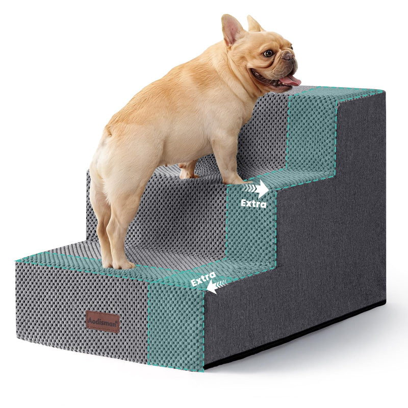 Aodisman Dog Stairs for Small Dogs, 3-Step Wider Pet Stairs for Couch and Beds, Non-Slip Dog Steps for Old Cats, Puppy, Small Medium Dogs,15.7