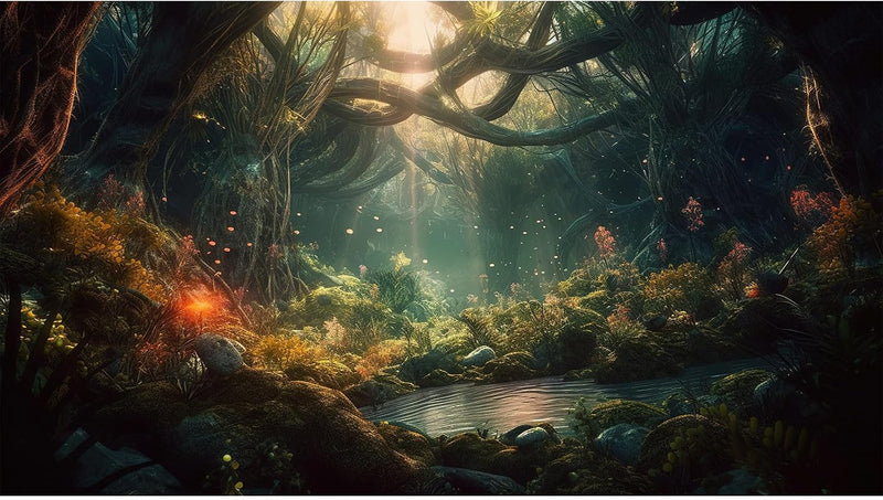 Fantasy Forest Aquarium Background Forest Glowing Trees Luminescent Flowers Reptile Habitat Backdrop Amazing Trees Strea