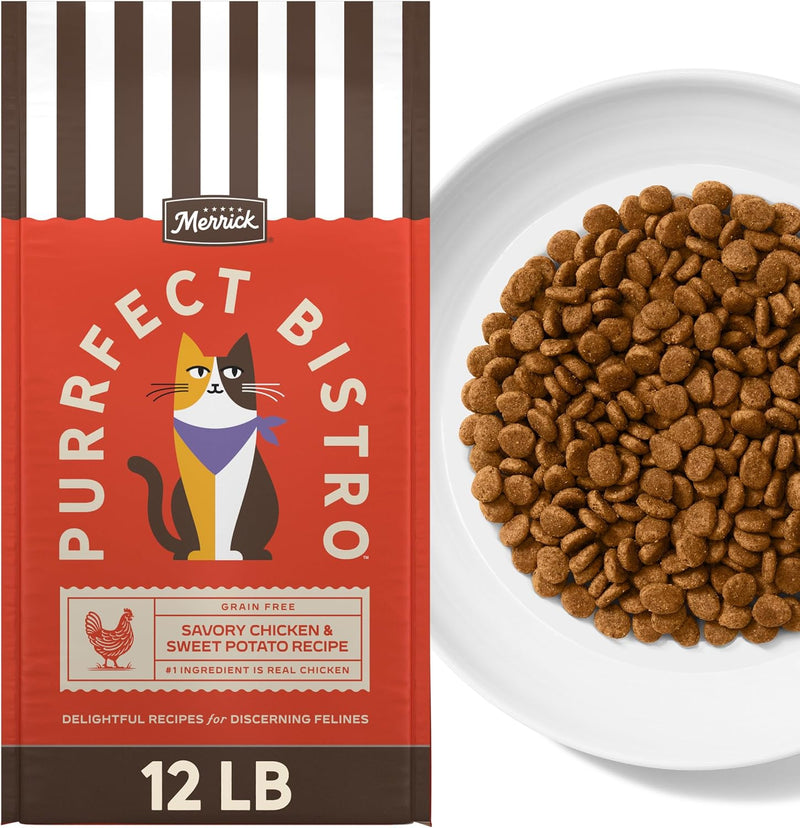 Merrick Purrfect Bistro Grain Free Dry Cat Food with Chicken, 12 lb Bag