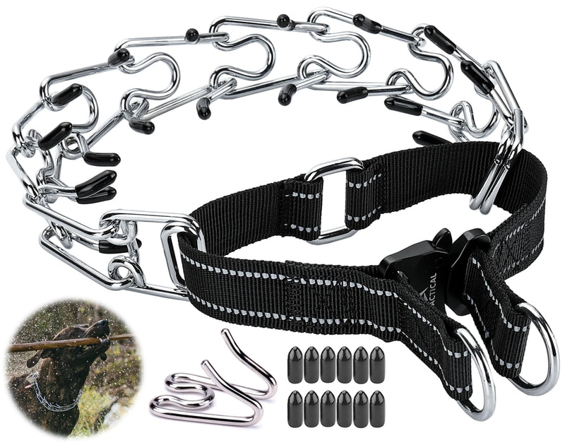 DEYACE Dog Training Collar with Quick-Release Buckle, Adjustable Stainless Steel Collar for Small Medium Large Dogs (Black, M/L Neck Girth 14.5