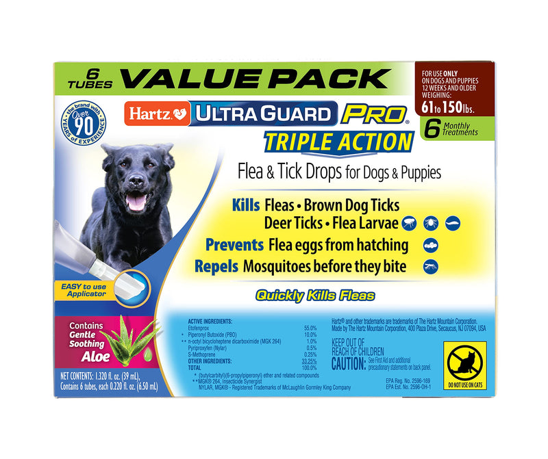 Hartz UltraGuard Pro Flea & Tick Topical Dogs & Puppies Treatment & Prevention, 6 Months, 61-150 lbs