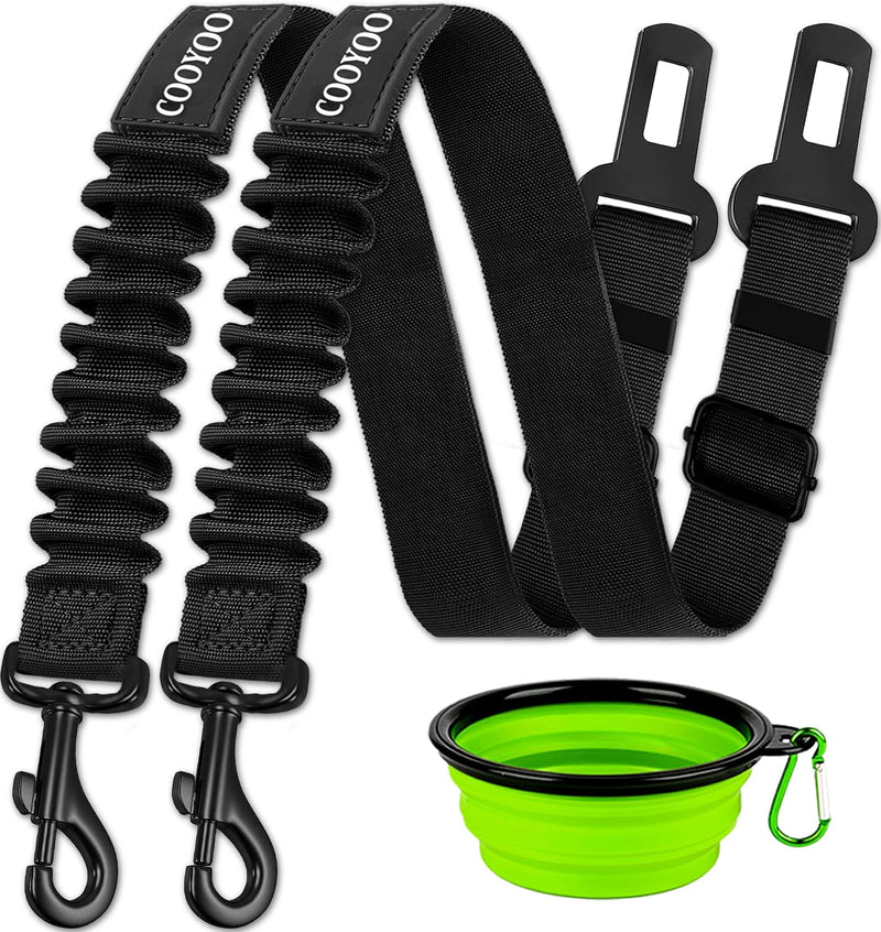 COOYOO Dog Seat Belt,3 Piece Set Retractable Dog Car Harness Adjustable Dog Seat Belt for Vehicle Nylon Pet Safety Seat