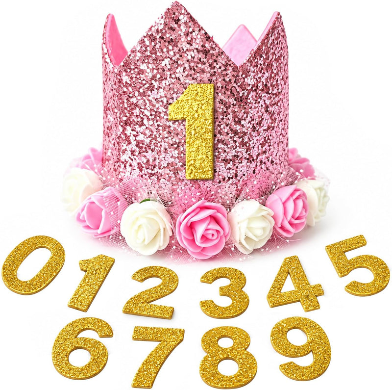 Pet Birthday Crown with Age Numbers, Adjustable Reusable Dog Birthday Hat
