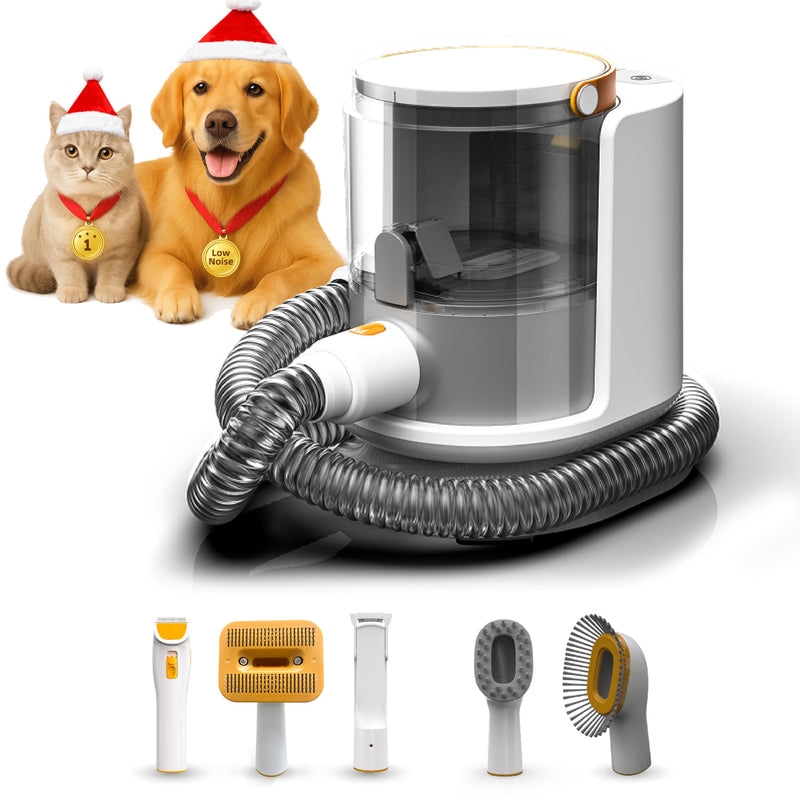 PUPPYOO Grooming Vacuum& Dogs Grooming Kit, 5 in 1 Pet Grooming Vacuum with Pets Clipper Nail Grinder, 1.5L Dust Cup Dog Brush Vacuum Pets Grooming Tools for Shedding Pet Hair