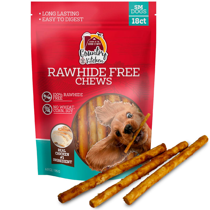 Country Kitchen Rawhide Free Chicken Dog Chews, for Small Dogs, Made with Real Chicken, No Wheat, Corn or Soy, 18 Count