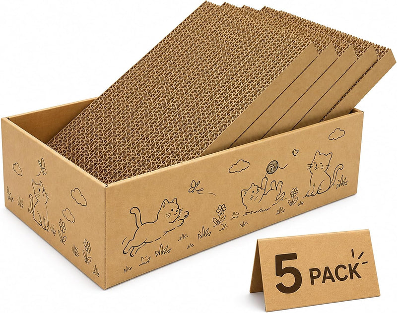 5-Pack Reversible Cat Scratcher,Cat Scratch Pad for Indoor Cats