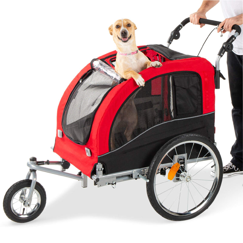 Best Choice Products 2-in-1 Dog Bike Trailer, Pet Stroller Bicycle Carrier w/Hitch, Suspension, Visibility Flag and Reflectors, 66lb Weight Capacity