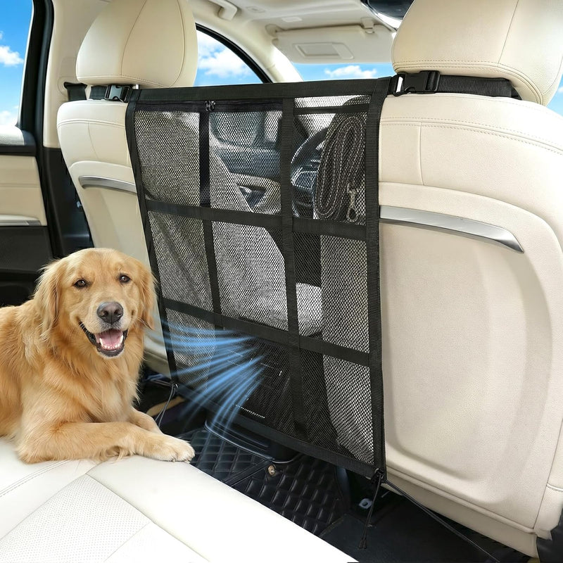 Aolamegs Dog Car Barrier Net, 27.2 x 22.4 in, with Storage Pockets