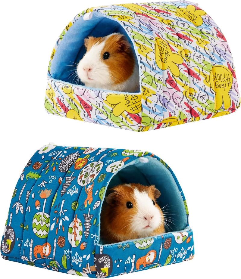 2 PCS Guinea Pig Hideout Guinea Pig House,Washable Hamster Hideout Small Animal Cage Accessories for Mouse Chinchillas H