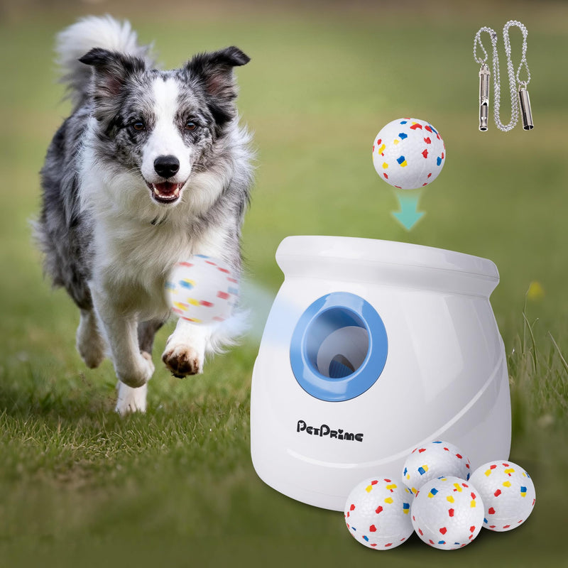 Pet Prime Upgraded Automatic Ball Launcher for Large Dogs,Rechargeable Dog Ball Thrower for Outdoor Exercise & Interactive Play,Adjustable 10-64ft Thrower with 6PCS 2.5