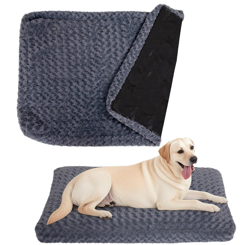 Faux Fur Dog Bed Covers – Ultra Soft Rose Velvet, Removable & Washable, Cozy & Durable,Large Pet Bed Cover Only (No Filling) – Gray, (Rose Velvet Dark Gray, 36