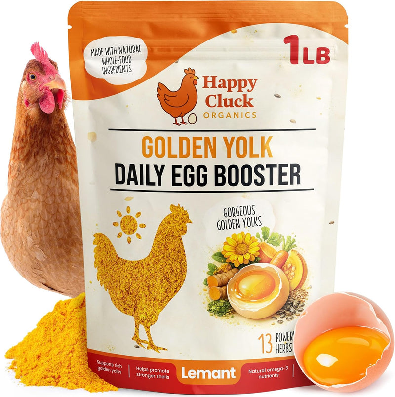 Golden Yolk Daily Egg Booster for Chickens - 1 LB Whole-Food Chicken Vitamins and Supplements - 13 Herbs with Marigold L