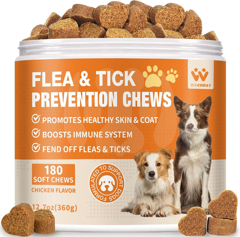 Flea and Tick Prevention for Dogs Chewables - Natural Dog Flea and Tick Treatment Chewable - Oral Flea Supplement for Do