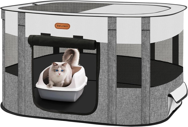 Seiyierr Foldable Pet Playpen - Cat & Puppy Playpen, Travel Dog Crate with Carrying Case, Cat Tent Dog Pen for Outdoor Camping Use