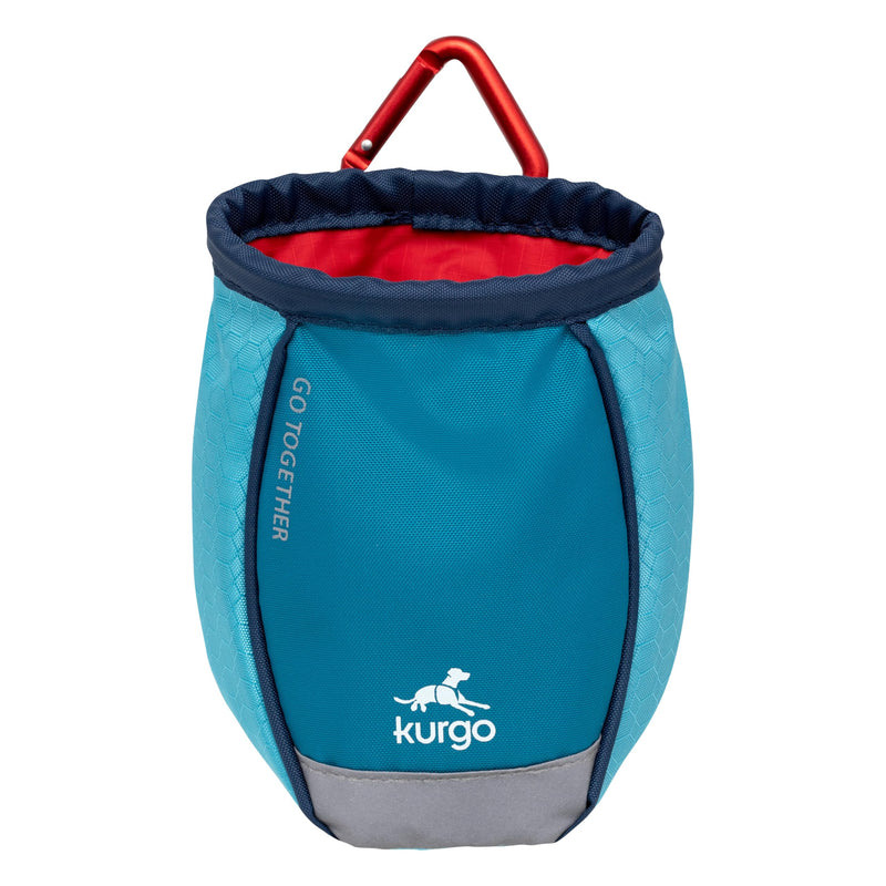 Kurgo Go Stuff It Dog Treat Bag, Training Treat Pouch Bag for Dogs, Treat Pouches for Pets, Hands-Free Pouch Waist, Reflective, Includes Carabiner (Coastal Blue)