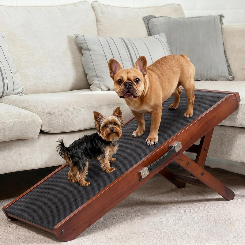 Dog Ramp for Couch – Non-Slip, Sturdy Build Foldable Wooden Dog Ramp – Supports up to 200 lbs – 7 Adjustable Heights (14