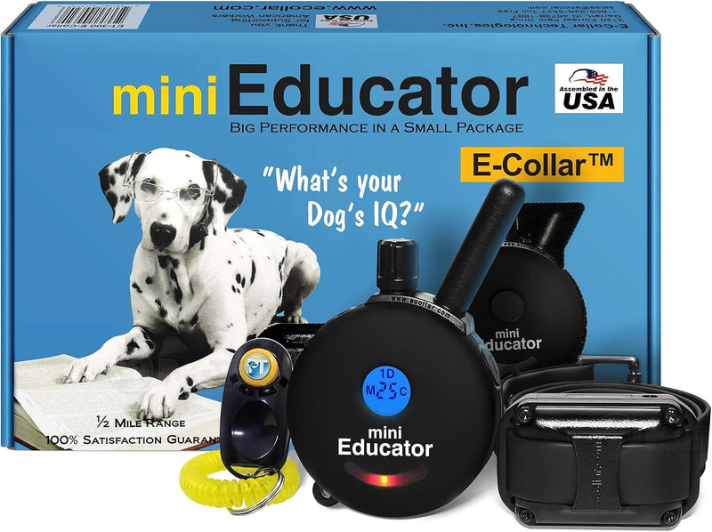 Educator ET-300 Black Mini E Collar for Dog Training with Remote - 1/2 Mile Range, Waterproof, 100 Blunt Stimulation Lev