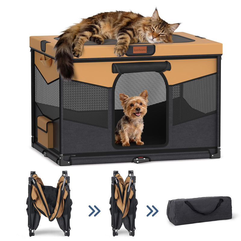 LOOBANI Foldable Dog Playpen for Small Dogs, Indoor/Outdoor Puppy Playpen with Removable Washable Fabric Enclosure, Sturdy Steel Frame & 690D Oxford Cloth, Portable Dog Cat Crate,32