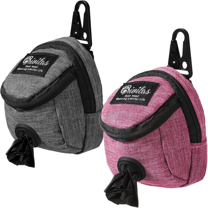 Talltalk 2 Pieces Dog Treat Pouch Pet Dog Poop Holder, Pink,Grey