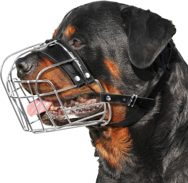 XL Metal Dog Muzzle for Large Sized Dogs – Heavy Duty Rottweiler Muzzle – Basket Extra Large Dog Muzzles for Barking and