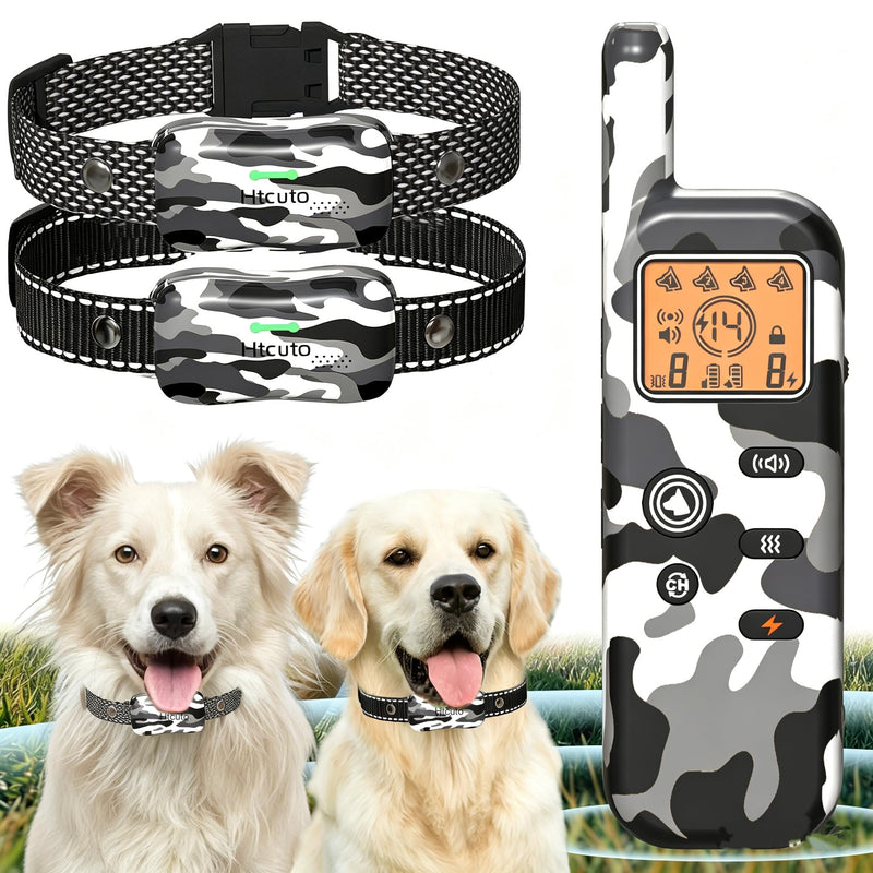 Htcuto Wireless Dog Fence & Training Collar for 2 Dogs, 3500ft Boundary, 4 Modes-Ultrasonic/Beep/Vibration/Static, 6100FT Remote, IPX7 Waterproof, 185-Day Standby, Electric Perimeter for Outdoor-GT1