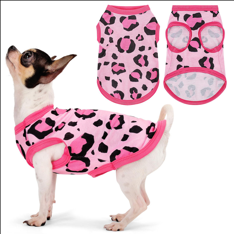 Adorable Pink Leopard Dog Shirt: Lightweight Polyester Cartoon Puppy Vest, Small Medium & Large Dog T-Shirt, Summer Pet Clothes, Cute Dog Apparel, Breathable Dog Tank Top XS