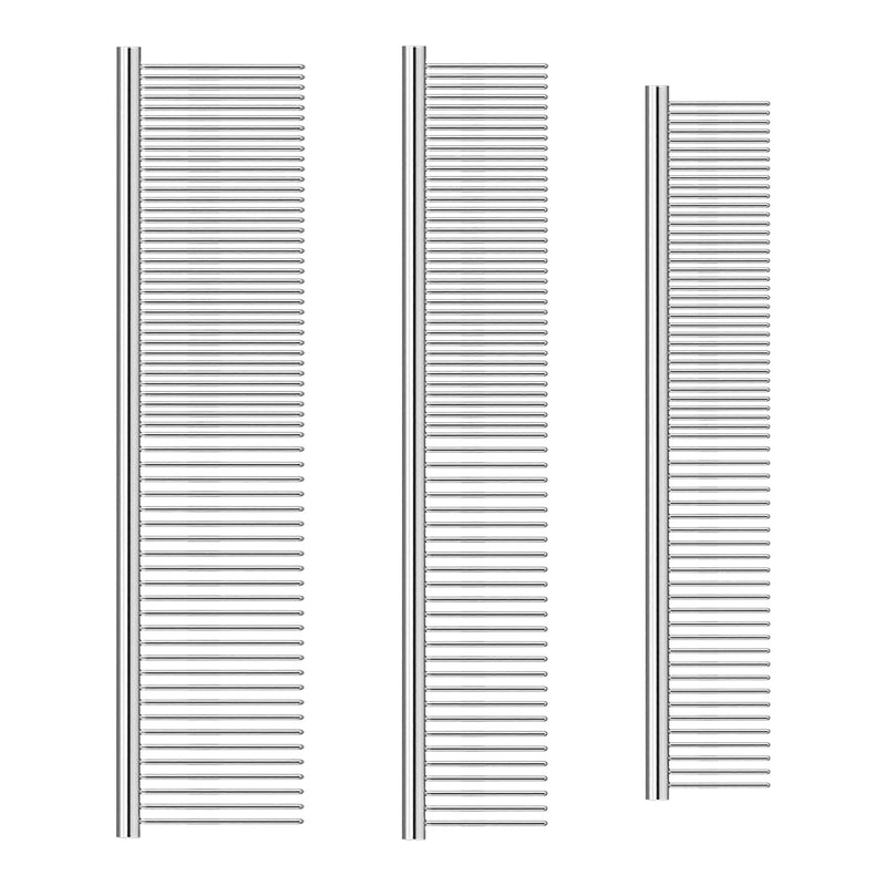 Jigfew 3 Pack Metal Comb For Dogs,Cat Grooming Comb,Dog Combs,Doodle Comb,Shedding Comb,For Professional Grooming Tool For Long And Short Haired Dog,Cat And Other Pets. (Large Medium Small), Metallic