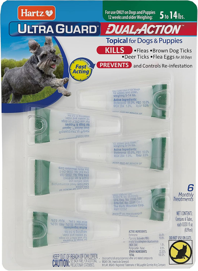 Hartz UltraGuard Dual Action Flea & Tick Topical Dog Treatment and Flea and Tick Prevention, 6 Months, 5-14 Pound Dogs 6