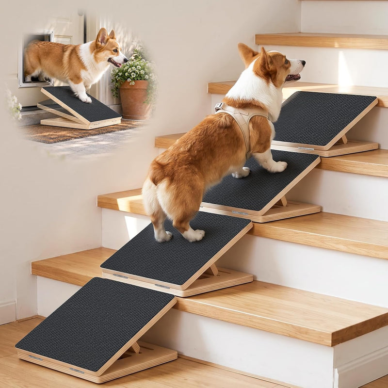 Dog Ramp for Stairs, 4 Pack Adjustable Pet Ramp for Small Dogs