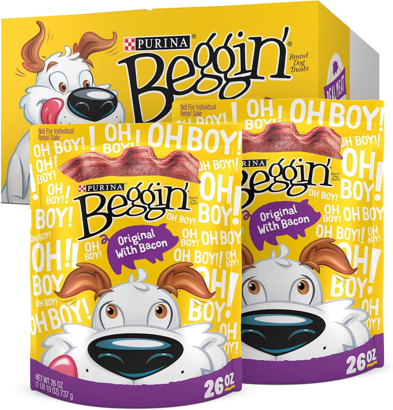 Purina Beggin' Strips Dog Treats, Original with Bacon, (2) 26 oz Pouches