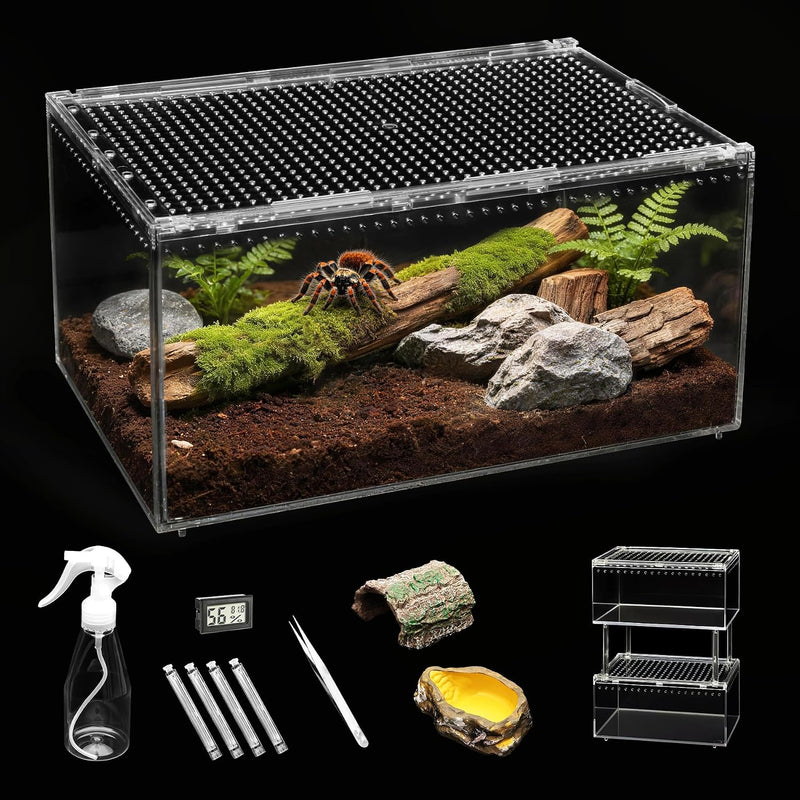 Large Reptile Tank PC Starter Kit, Magnetic Lid Tarantula Enclosure