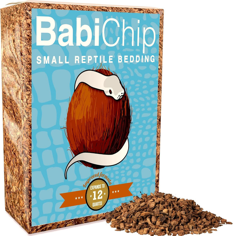 BabiChip Coconut Chip Substrate for Reptiles 12 Quart Loose Small Sized Coco Husk Chip Bedding for Ball Pythons, Other S