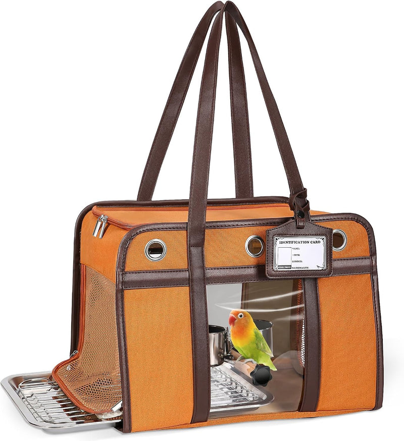 Sanmoncare Airline Approved Bird Carrier for Parrots, Travel Bird Cage Carrier for Cockatiels Conures Small Birds, Porta