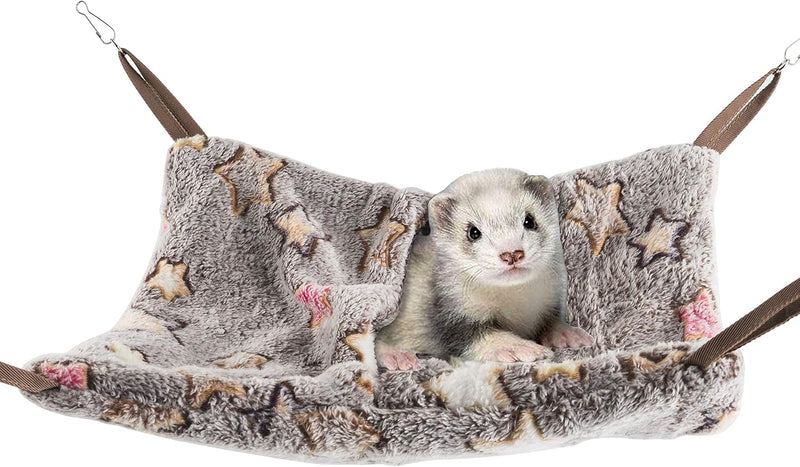 Niteangel Hanging Hammock Nap Sack Swing Bag Pet Sleeper for Ferret Rat Sugar Glider and Other Small Animals (Cream, Sta