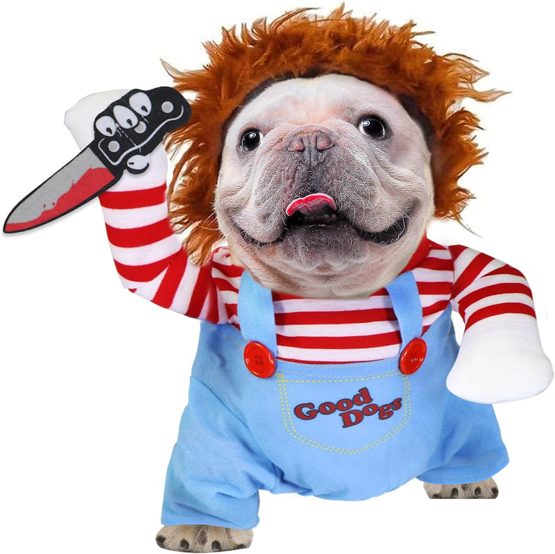 GOYOSWA Dog Halloween Costumes, Pet Deadly Doll Dog Costume Funny Dog Costumes Dog Halloween Costume Clothes for Small M