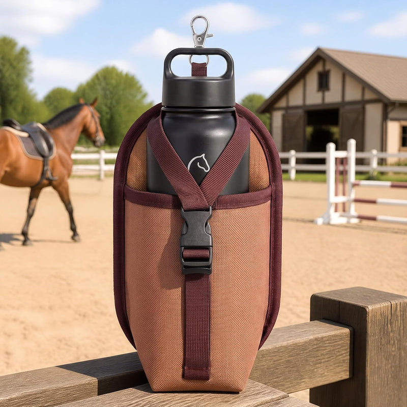 Horse Saddle Water Bottle Holder, Clip-on Nylon Pouch