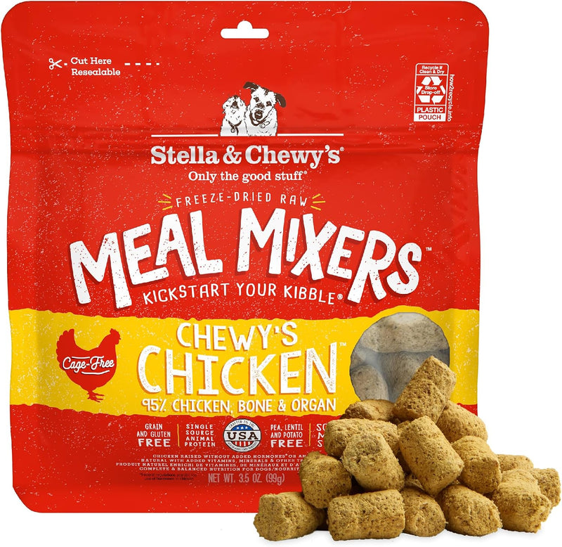 Stella & Chewy's Freeze-Dried Raw Chicken Meal Mixers- Dog Food Topper and Mixer - Made with 95% Cage-Free Chicken, Orga
