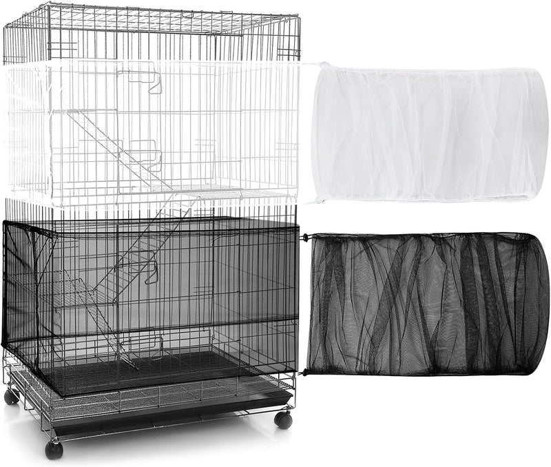 Shappy 2 Pieces Adjustable Bird Cage Seed Catcher Birdcage Cover Nylon Mesh Netting Soft Skirt Guard for Parrot Parakeet