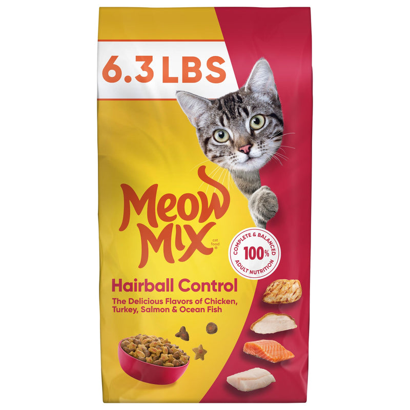Meow Mix Hairball Control Dry Cat Food for Adult Cat, 6.3 lb. Bag