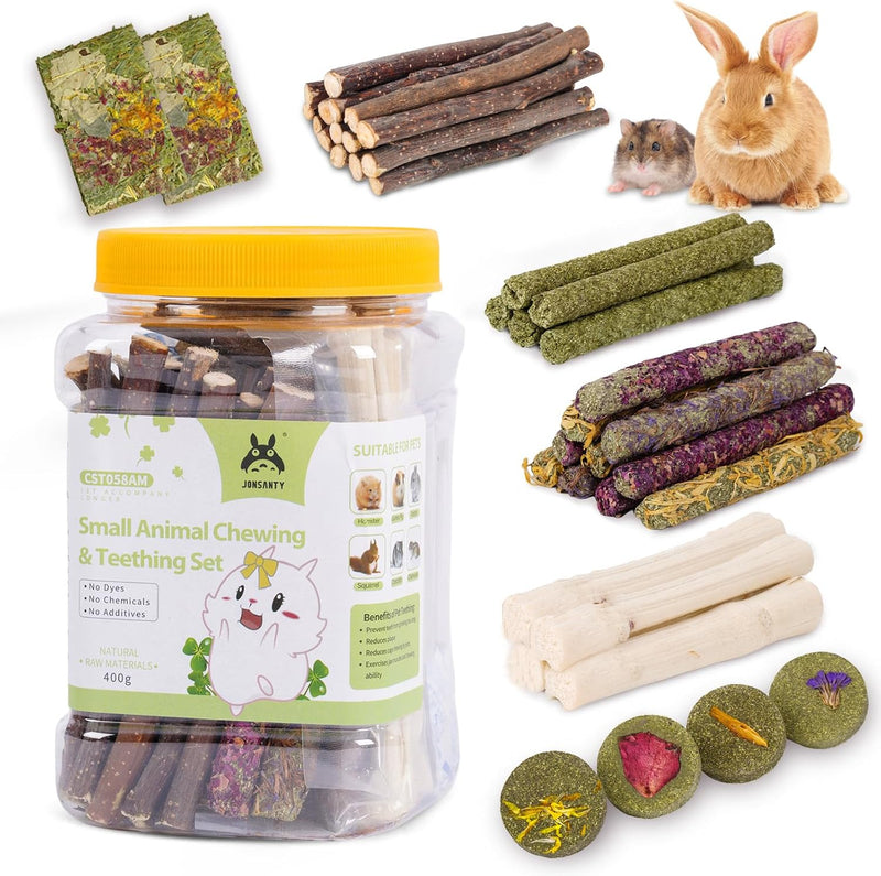 50-60 PCS Natural Rabbit Chew Toys, Treats, Timothy Sticks, Apple Sticks, Sweet Bamboo for Guinea Pig, Hamster, Chinchil