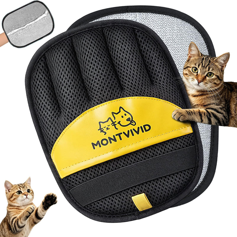 Montvivid Pet Hair Removal Glove,Newly Upgraded Reusable Electrostatic Cat & Dog Hair Remover for Furniture, Couch,Carpets & Laundry – Magic Brush Hair Cleaning Tool for Pet Owners