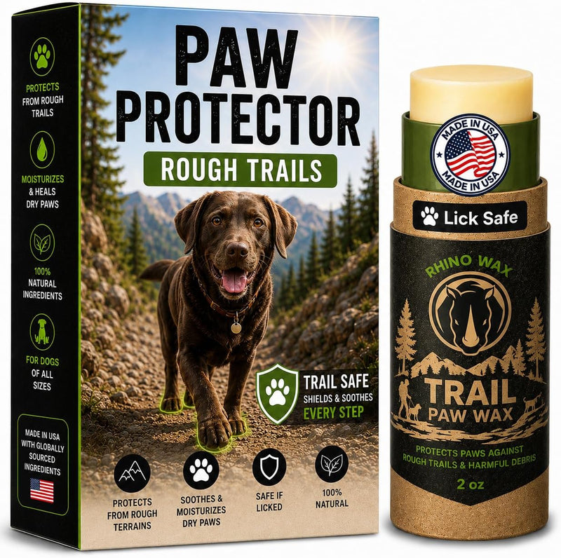 Rhino Wax Trail Paw Wax for Dog Hiking, Rocks, Trails & Rough Terrain