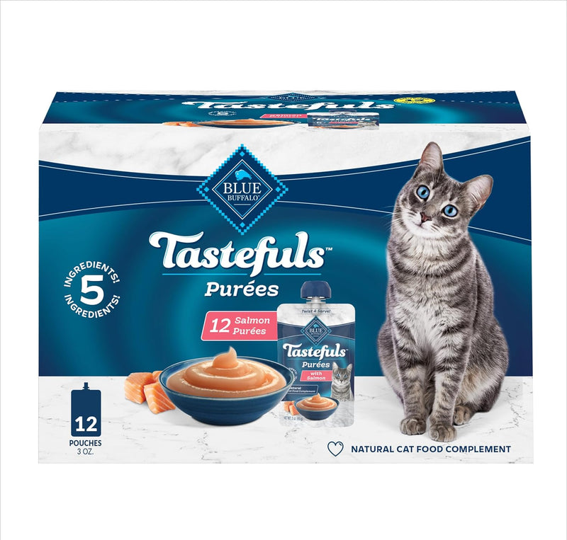 Blue Buffalo Tastefuls Purees Salmon Cat Food Topper, 3 oz, 12 ct